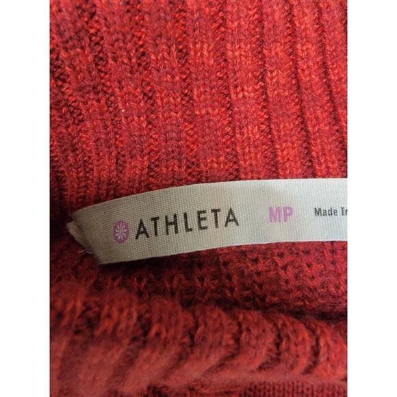 Athleta Pinewood Sweater Dress Size MP Mock Neck 100% Merino Burgundy Knit - Picture 9 of 12